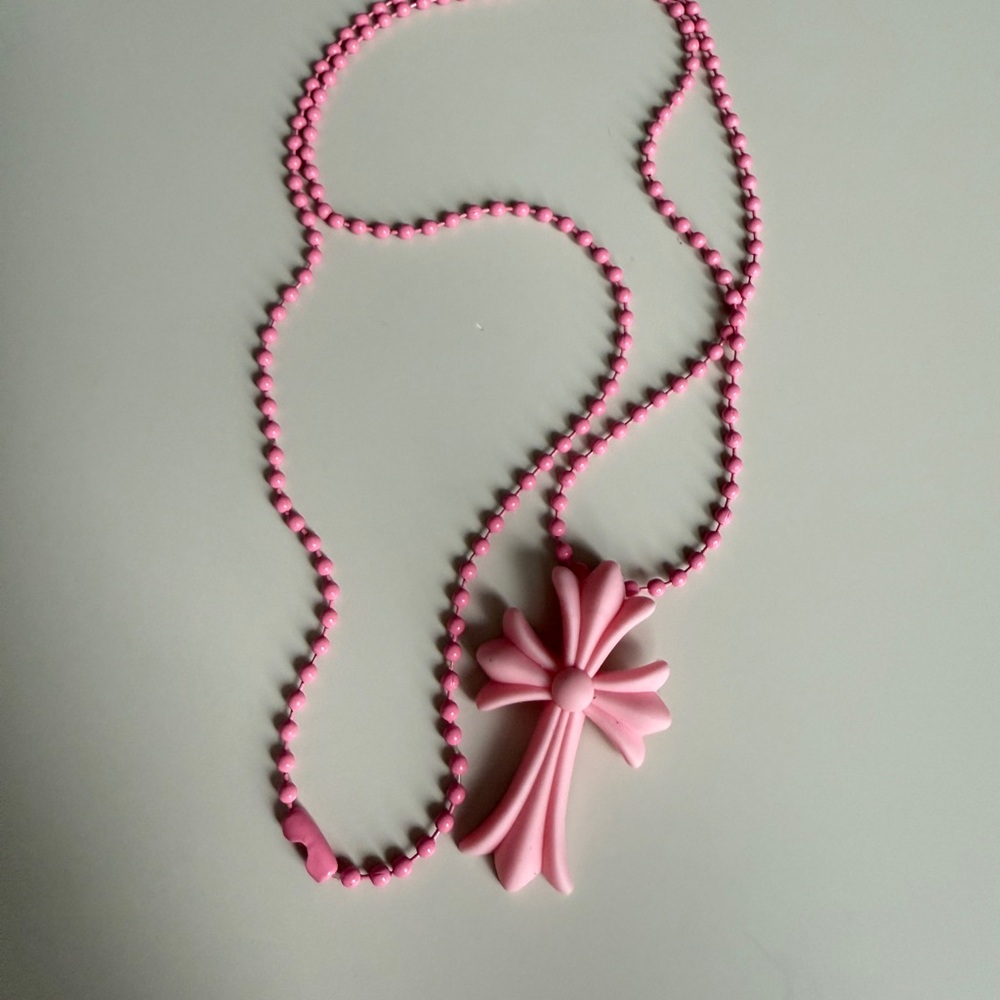 Chrome hearts Pink Cross Pendant Necklace